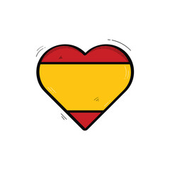 Hand Drawn Heart Shaped Spain Flag Icon Vector Design.