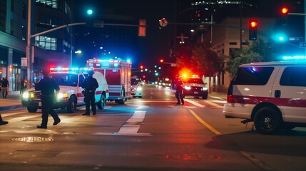 Emergency response at night cityscape - 789604445