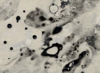 Close-up Composition of Dried Black ink on Plastic 