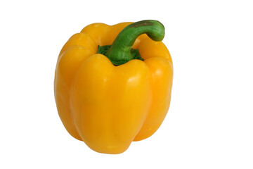 Yellow bell pepper, a staple food ingredient, on white background