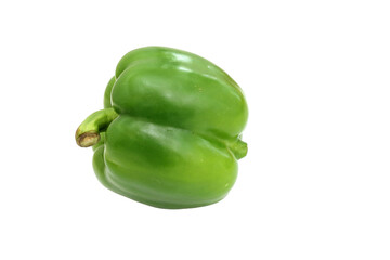 Green bell pepper, a staple food ingredient, on white background