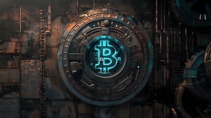 Obraz na płótnie Canvas Bitcoin Fusion: Aesthetic Steampunk and Blockchain Technology
