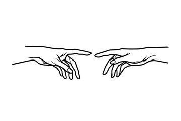 Holding hands one line drawing on white isolated background. Vector illustration.