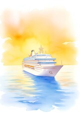 Cruise, Cruise ship sailing into the sunset, epitome of leisure travel