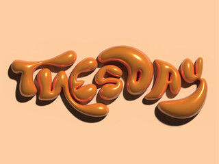 The Word Tuesday in Orange Balloon Type 3d modeling
