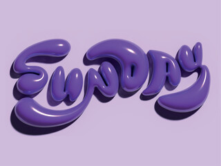 Purple Snake-Shaped Text Sunday 3d modeling 