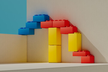 Plastic blocks forming a bridge