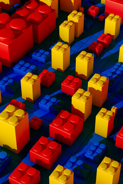 Variety of colored plastic blocks