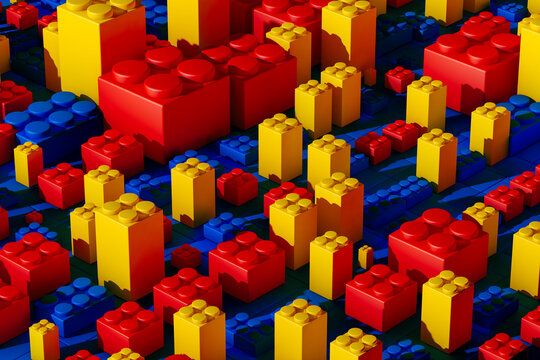 Variety of colored plastic blocks