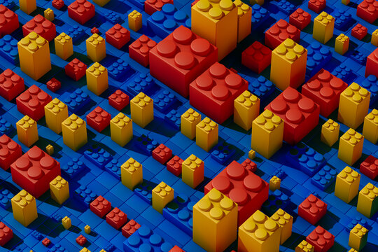 Variety of colored plastic blocks