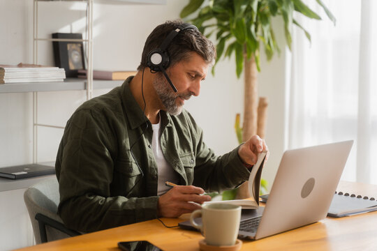 Middle-Aged Man Working In Home Office