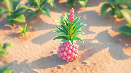 A fragrant pineapple, its spiky crown a symbol of hospitality, exudes a sweet and tangy aroma that entices the senses