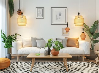 A modern living room with minimalist decor