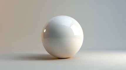 3D rendering of a white sphere on a white background. The sphere is smooth and reflective, and the light is shining from the left side of the image.