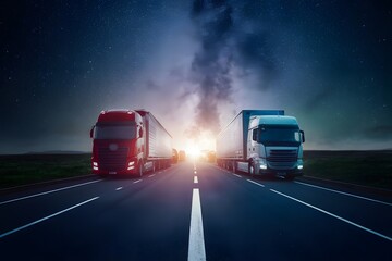 Business and technology merge in logistics transport, future transportation