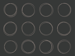 Irregular circles sketches vector set of doodles of circles frames