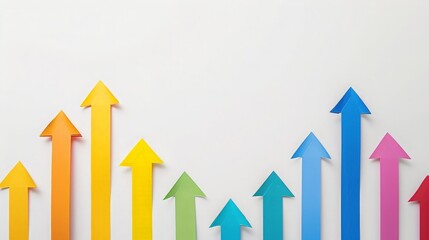 Colorful paper arrows on white background. Business growth