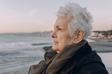 Elder Woman Enjoying Sunset