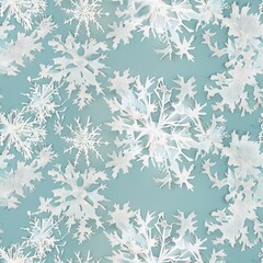 Winter Elegance: Snowflake Patterns on Icy Blue Background