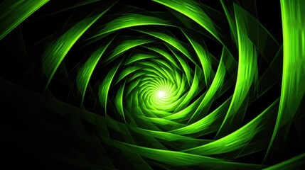 Abstract Green Vortex Background with Glowing Swirls