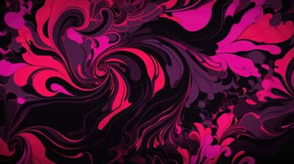 Vibrant Abstract Swirls in Pink and Black Colors for Background Design
