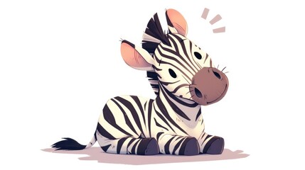 Fototapeta premium Exciting cartoon illustration of a playful zebra