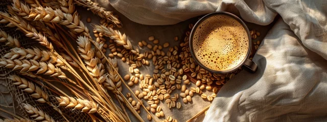 Foto op Canvas Barley Coffee and Grains, Rustic Beverage Concept © Stefano