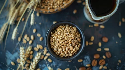 Foto op Canvas Barley Coffee and Grains, Rustic Beverage Concept © Stefano