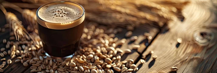 Raamstickers Barley Coffee and Grains, Rustic Beverage Concept © Stefano