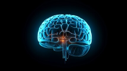 Human brain on a black background. 3D rendering, 3D illustration.