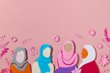 Emirati Women's day greeting card with Young arab woman