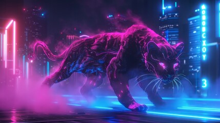 panther neon background.