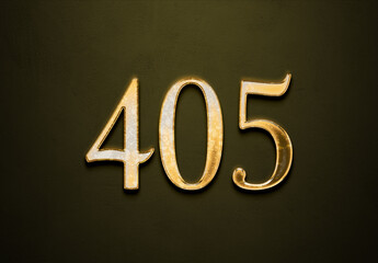 Old gold effect of 405 number with 3D glossy style Mockup.	