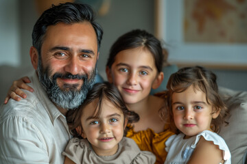 Obraz premium Family of Four Posed for Picture