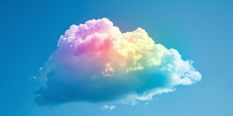 Rainbow-Colored Cloud on a Bright Blue Sky