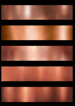 copper metal gradient set. Vector metallic texture on black background . vector illustration.