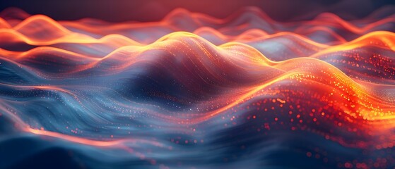 Fototapeta premium Network Waves: A Future Communication Landscape. Concept 2021 Tech Trends, Digital Transformation Now, Future of Communication Technologies