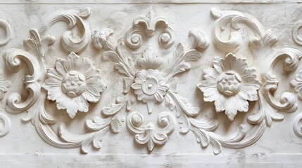Background texture Romanesque plaster pattern, stucco leaf motifs