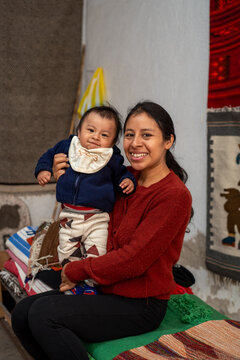 Mexican Mother and baby son portrait