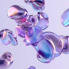 Abstract background with iridescent purple bubbles clumped together 