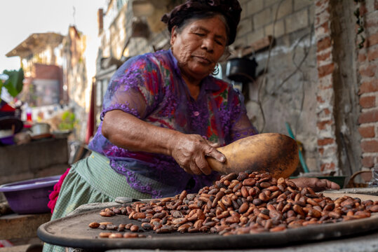 Cinematic portrait of a senior Mexican woman at work