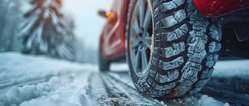 Winter Tire Expertise in Action. Concept Winter Driving Tips, Tire Maintenance, Snow and Ice Safety