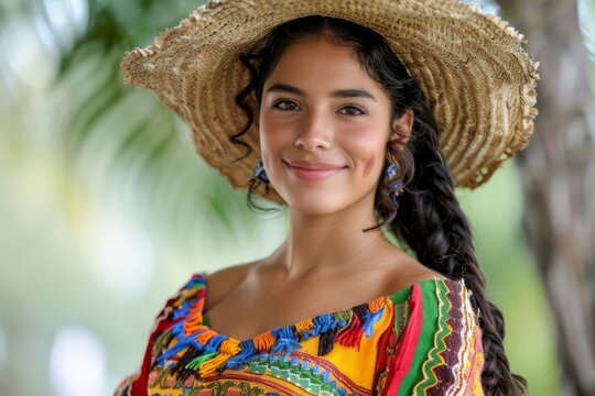 Brazilian woman in typical clothes. Festa Junina clothes. Brazilian woman at Festa Junina. Festa Junina. Horizontal banking poster background for web