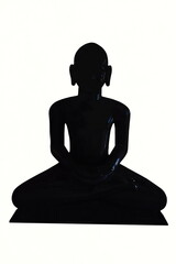 dark black stone statue of a Jain tirthankara Mahavira god,Mahavir Jayanti Celebration,jainism,yoga,zen concept,white Background