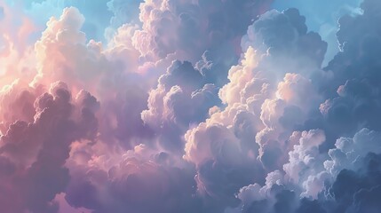 A beautiful sky with pink, blue, and violet clouds.