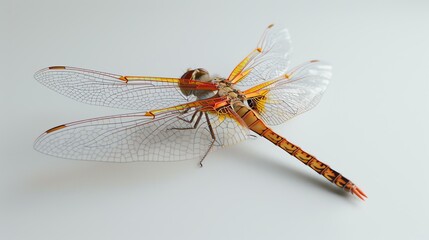 A dragonfly is a flying insect that is characterized by its long, narrow body and its large, transparent wings.
