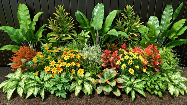 A photo of a garden with many different types of plants and flowers.