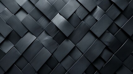 Black and gray geometric shapes. Abstract background with beveled rectangles. 3D rendering. - obrazy, fototapety, plakaty