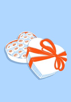 Heart shaped box with candies 