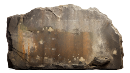 Old antique stone sign plate isolated on white or transparent background.
